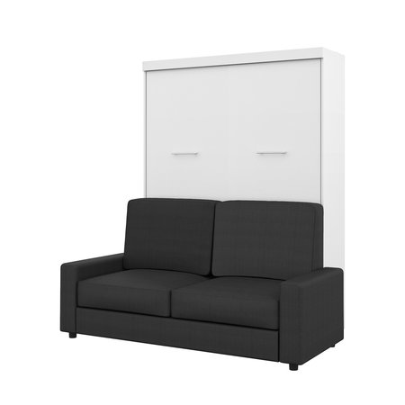 BESTAR Nebula 78W Queen Murphy Bed and a Sofa, White 25721-000017